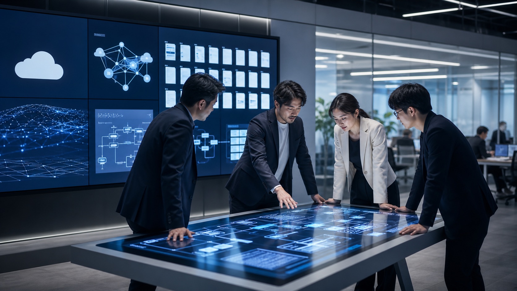 AI導入と開発計画を検討するチーム